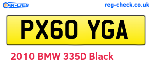 PX60YGA are the vehicle registration plates.