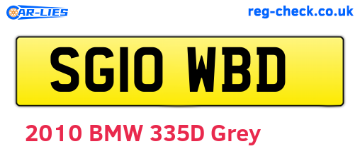 SG10WBD are the vehicle registration plates.