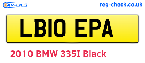 LB10EPA are the vehicle registration plates.