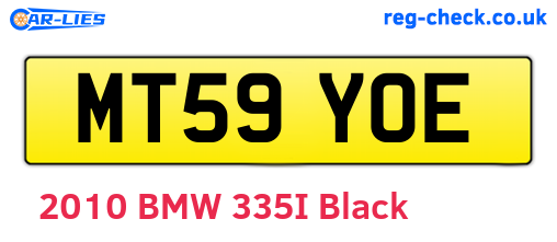 MT59YOE are the vehicle registration plates.