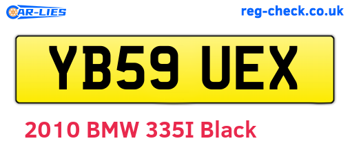 YB59UEX are the vehicle registration plates.