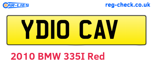 YD10CAV are the vehicle registration plates.