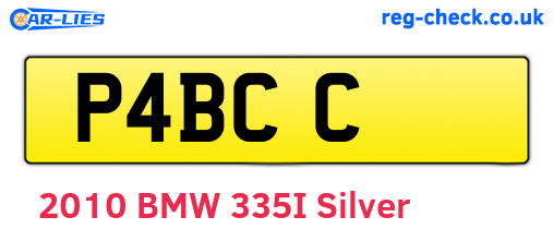 P4BCC are the vehicle registration plates.