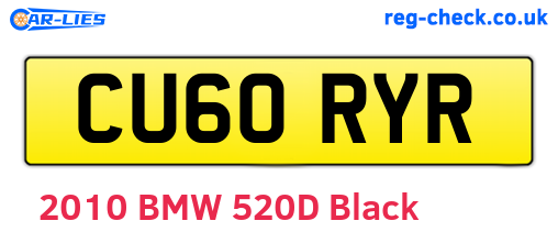 CU60RYR are the vehicle registration plates.