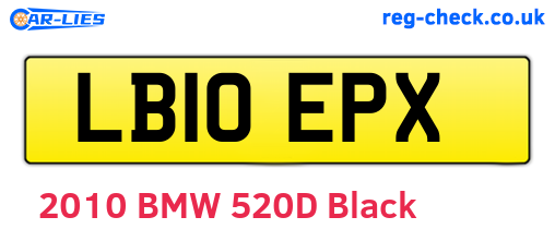 LB10EPX are the vehicle registration plates.