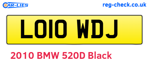 LO10WDJ are the vehicle registration plates.