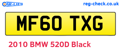 MF60TXG are the vehicle registration plates.