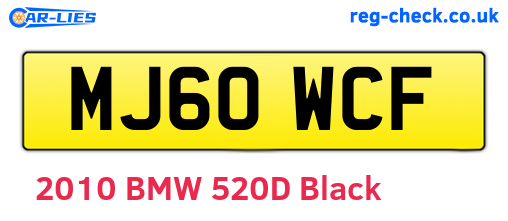 MJ60WCF are the vehicle registration plates.