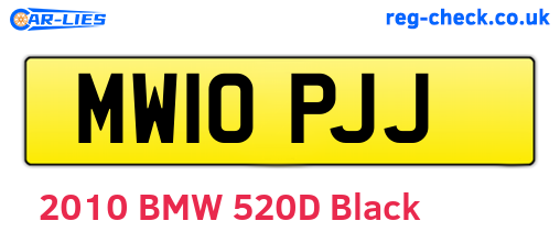 MW10PJJ are the vehicle registration plates.