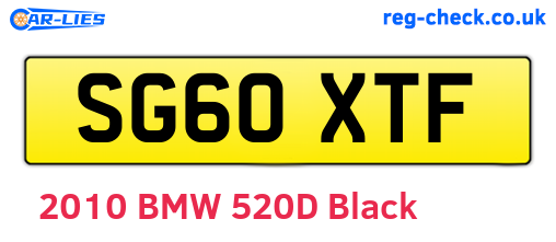 SG60XTF are the vehicle registration plates.