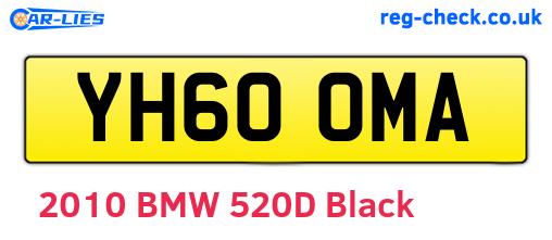 YH60OMA are the vehicle registration plates.