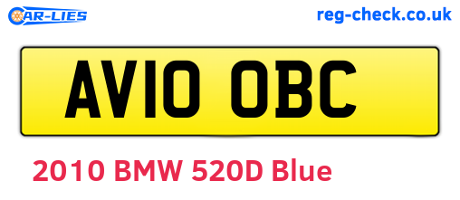 AV10OBC are the vehicle registration plates.