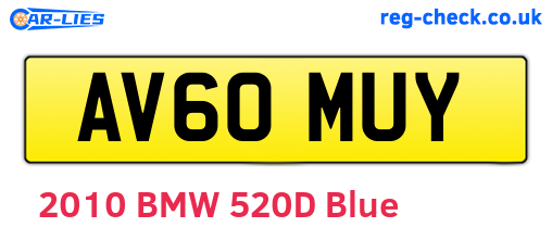 AV60MUY are the vehicle registration plates.