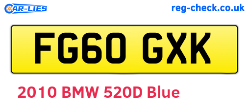 FG60GXK are the vehicle registration plates.
