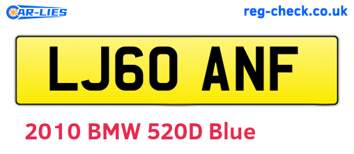 LJ60ANF are the vehicle registration plates.