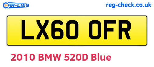 LX60OFR are the vehicle registration plates.