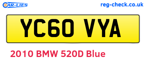 YC60VYA are the vehicle registration plates.