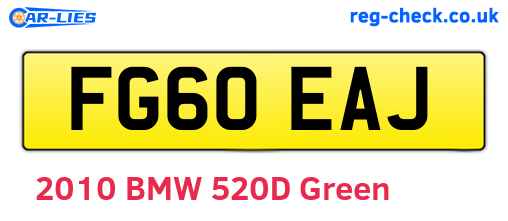 FG60EAJ are the vehicle registration plates.