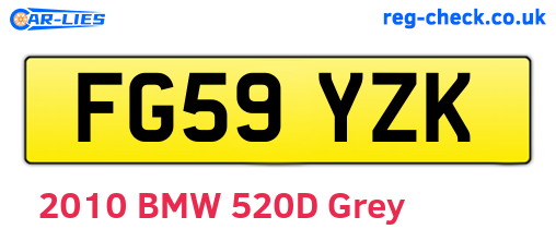 FG59YZK are the vehicle registration plates.