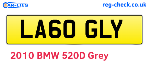 LA60GLY are the vehicle registration plates.