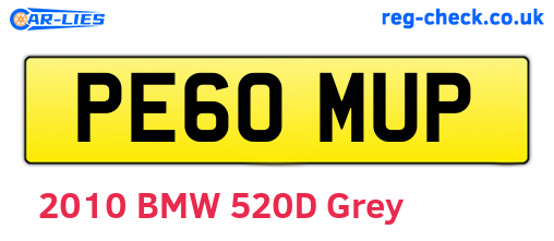 PE60MUP are the vehicle registration plates.