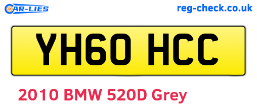YH60HCC are the vehicle registration plates.