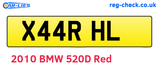 X44RHL are the vehicle registration plates.