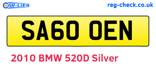 SA60OEN are the vehicle registration plates.