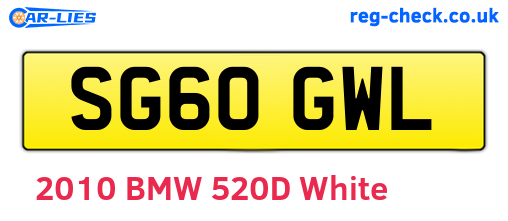 SG60GWL are the vehicle registration plates.