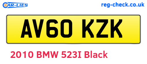 AV60KZK are the vehicle registration plates.