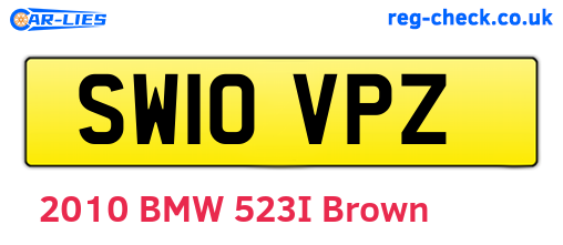 SW10VPZ are the vehicle registration plates.