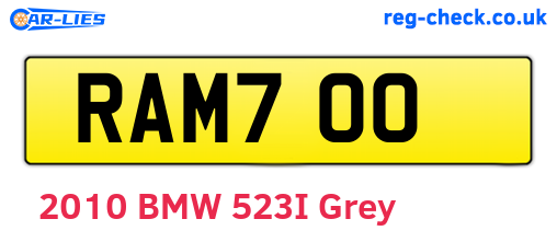 RAM700 are the vehicle registration plates.