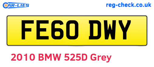 FE60DWY are the vehicle registration plates.