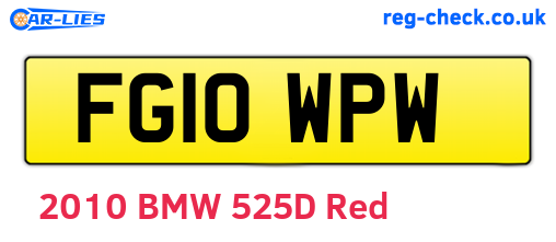 FG10WPW are the vehicle registration plates.