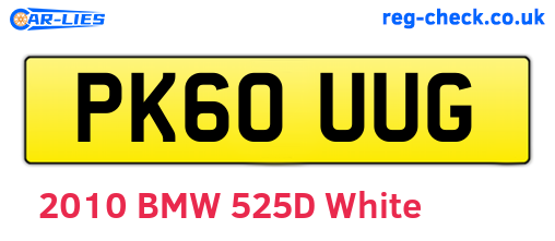 PK60UUG are the vehicle registration plates.