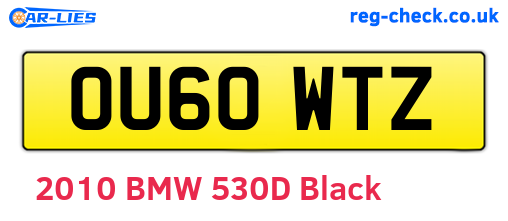 OU60WTZ are the vehicle registration plates.