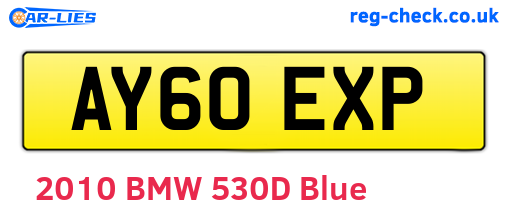 AY60EXP are the vehicle registration plates.