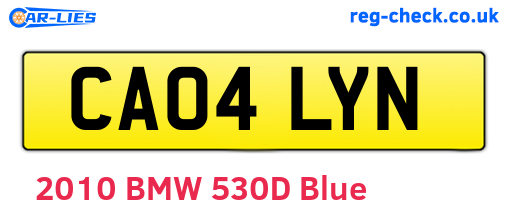 CA04LYN are the vehicle registration plates.