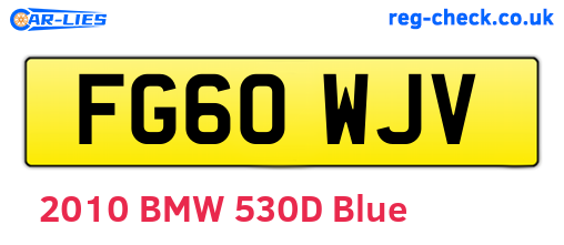 FG60WJV are the vehicle registration plates.