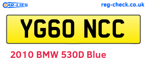 YG60NCC are the vehicle registration plates.