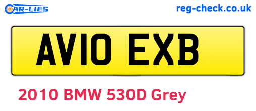 AV10EXB are the vehicle registration plates.