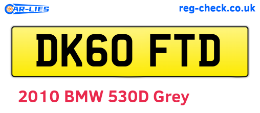 DK60FTD are the vehicle registration plates.