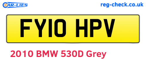 FY10HPV are the vehicle registration plates.