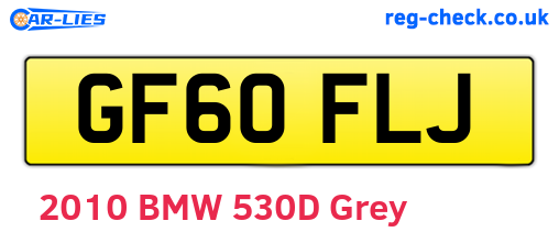 GF60FLJ are the vehicle registration plates.