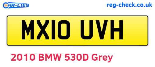 MX10UVH are the vehicle registration plates.