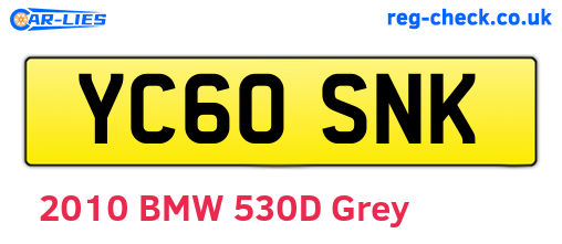 YC60SNK are the vehicle registration plates.