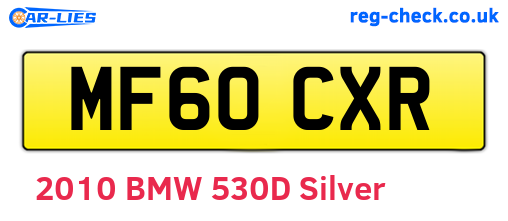 MF60CXR are the vehicle registration plates.