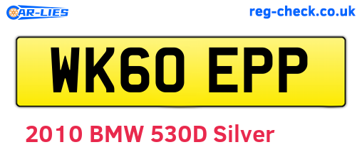 WK60EPP are the vehicle registration plates.