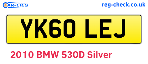 YK60LEJ are the vehicle registration plates.