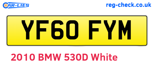 YF60FYM are the vehicle registration plates.